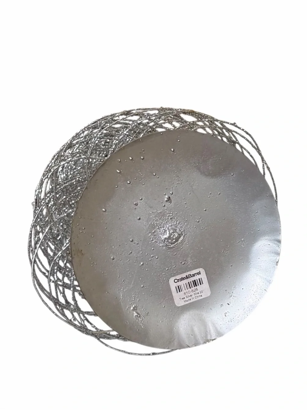 Crate&Barrel Metallic Silver Spiral Wire Decorative Tabletop Christmas Tree 20”